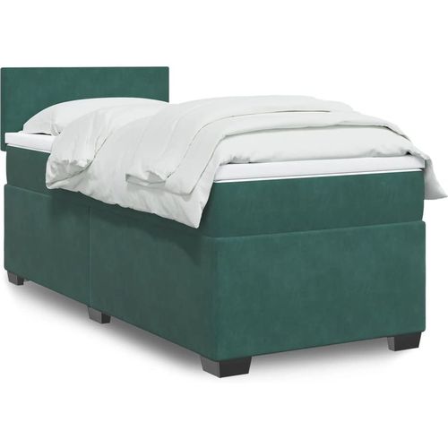 Box Spring Bed with Mattress Dark Green 90x200 cm Velvet