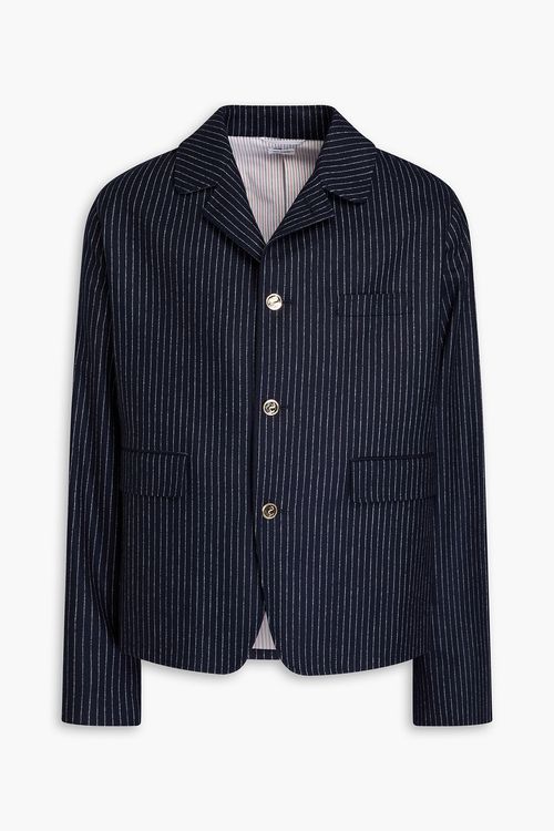 Pinstriped wool and cashmere-blend flannel jacket - Blue - 0