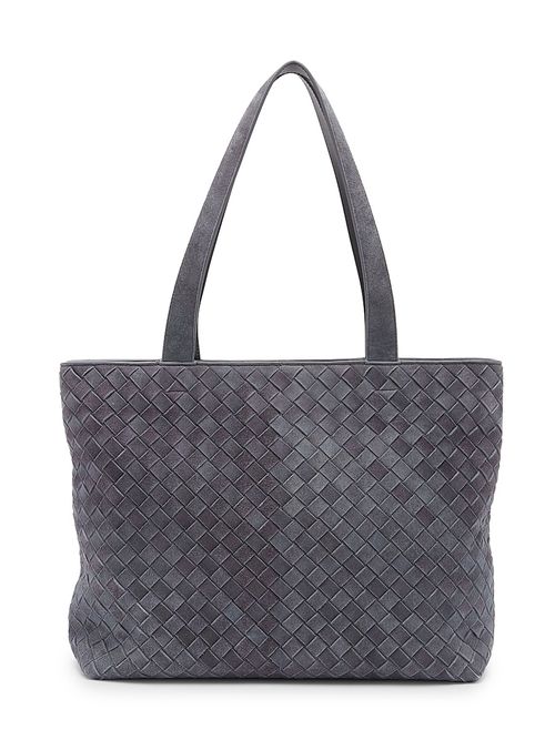 Men's Small Intrecciato Suede Zip Tote Bag - Cloudy