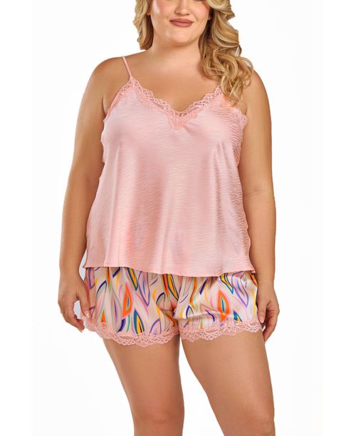 Women's Satin Crop Cami and Short Set - Ivory