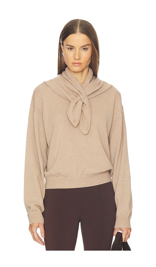 SRG Lue Detachable Kerchief Sweater in Taupe. L. Also in XXS, XS, S