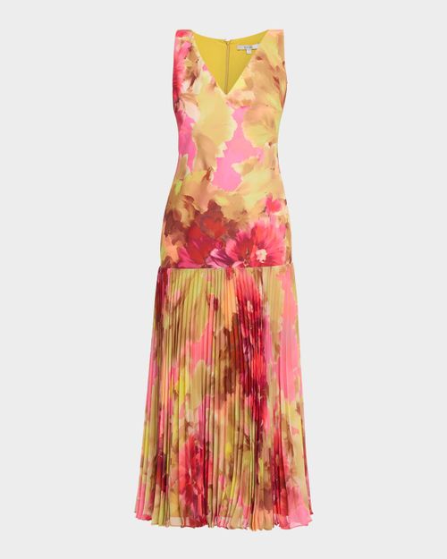 Floral-Print Drop Waist Midi Dress
