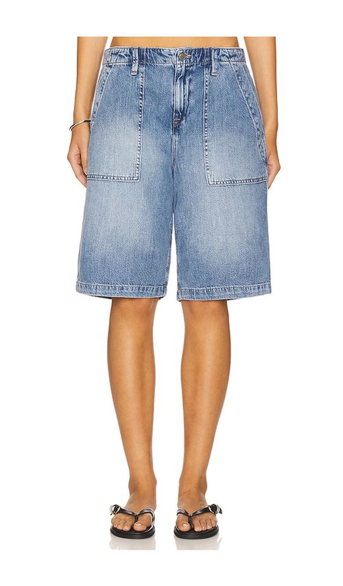 Good American Lite Linen Bermuda Short in Blue. -  6 also in 0, 00, 12, 14, 18, 2, 20, 22, 24