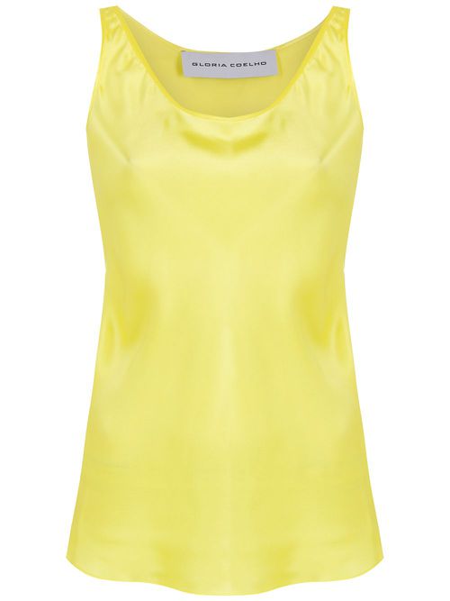 Scoop neck silk vest top - Yellow