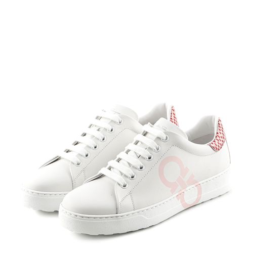 Women's Gancini Logo & Python Lace Up Low Top Sneakers