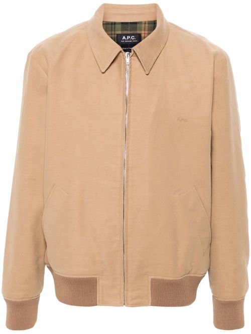 Logo-embroidered jacket - Neutrals