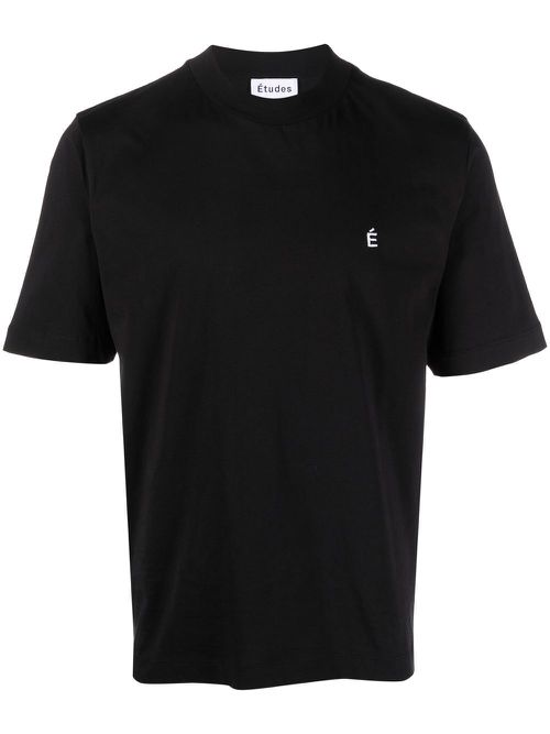 Logo-embroidered organic cotton T-shirt - Black