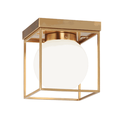 Aged Gold Brass One Light Flush Mount from the Squircle Collection