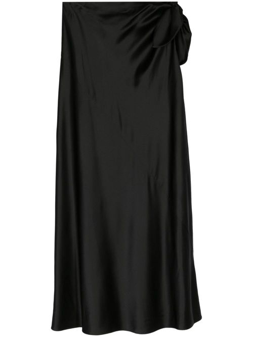 Tie-detail silk maxi skirt - Black