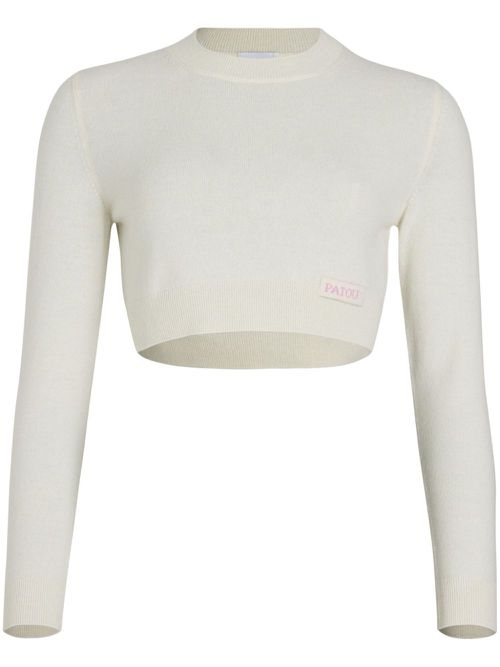 Wool cropped sweater - White