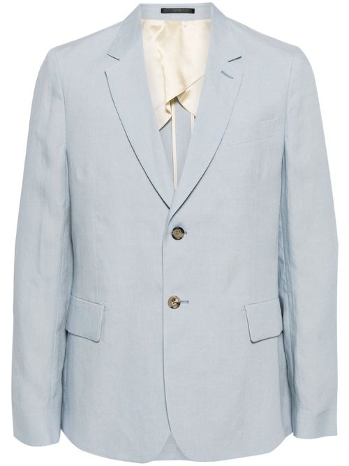Single-breasted linen blazer - Blue