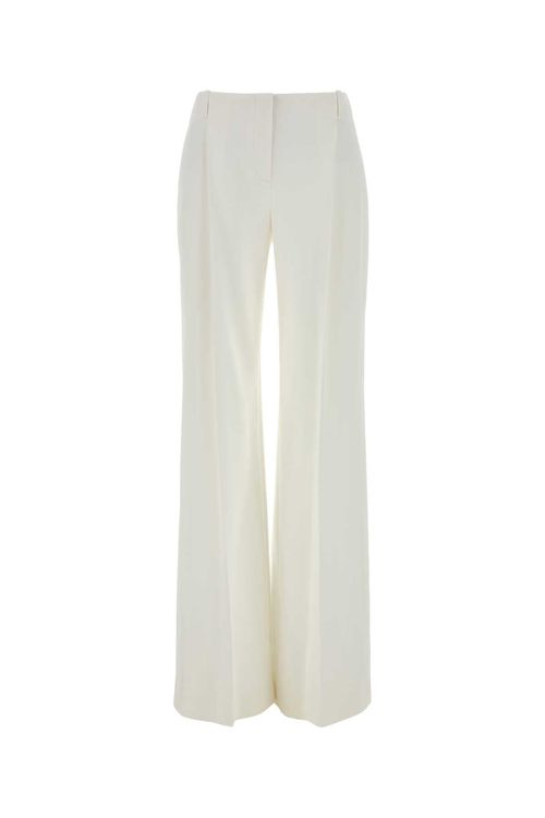 Acetate-Viscose Wide-Leg Trousers — White