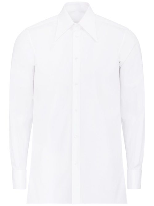 Pointed-collar cotton shirt - White