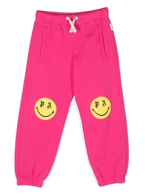 Smiley-print track pants - Pink