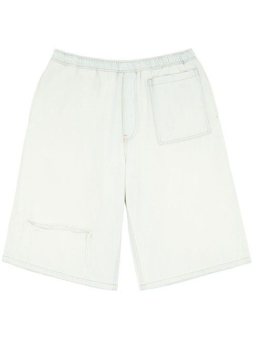 Elasticated-waist denim shorts - White