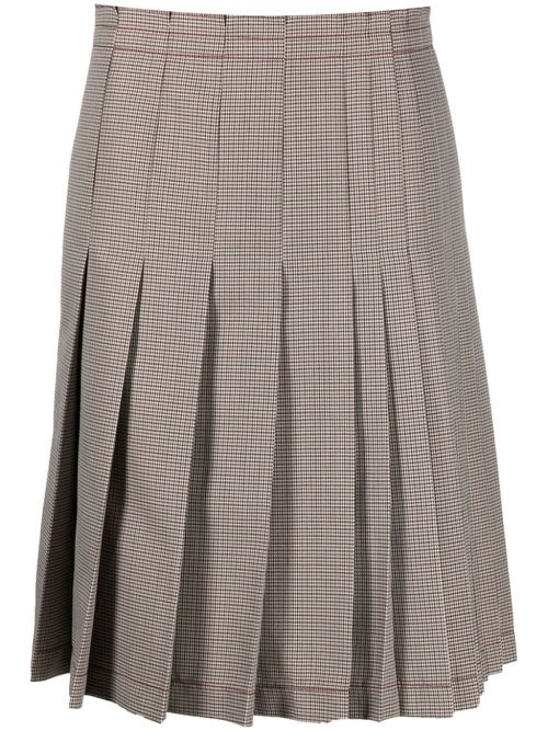 Check-print pleated midi skirt - Neutrals