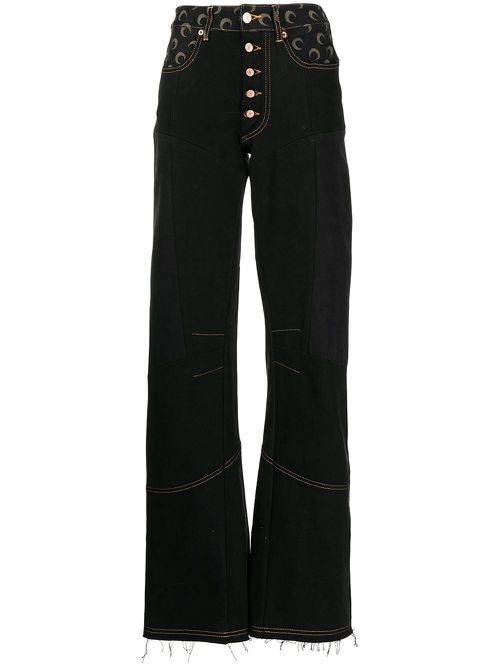 Panelled wide-leg jeans - Black