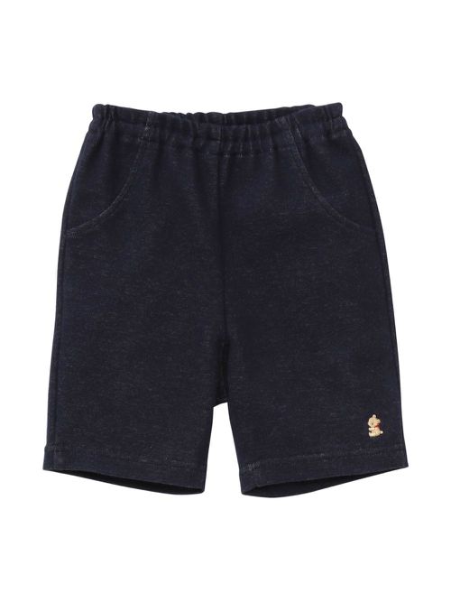 Motif-embroidered cotton shorts - Blue