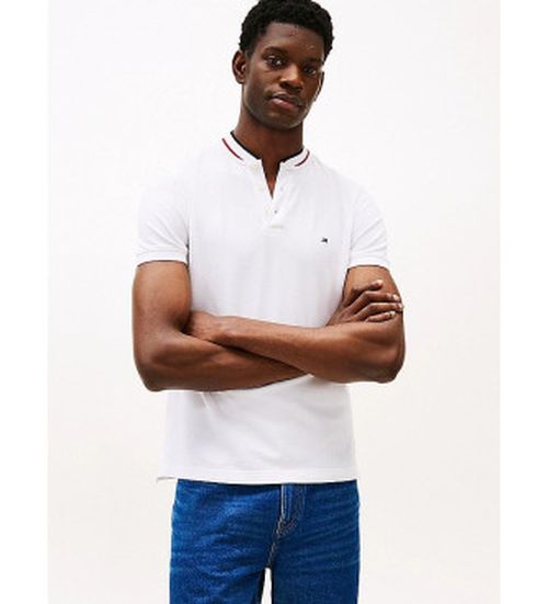 Tommy Hilfiger for man. MW0MW34752 Slim fit polo shirt with white mao collar (XXL), Casual, Cotton, Short sleeve