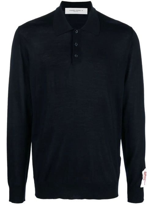 Virgin Wool Polo Shirt — Navy