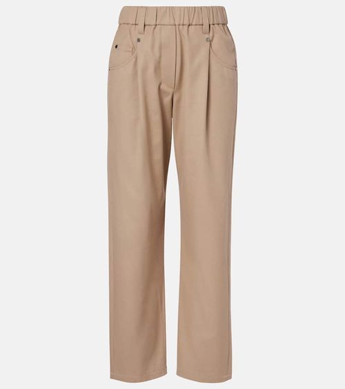 Cotton-blend straight pants