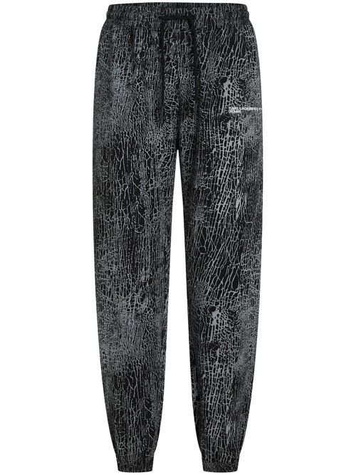 Embroidered cracked-print track pants - Black