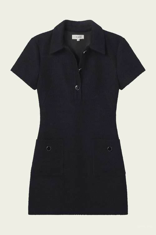 Marcie Cotton Boucle Mini Dress in Deep Navy