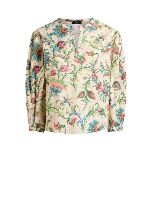Cotton Blouse With Floral Motif