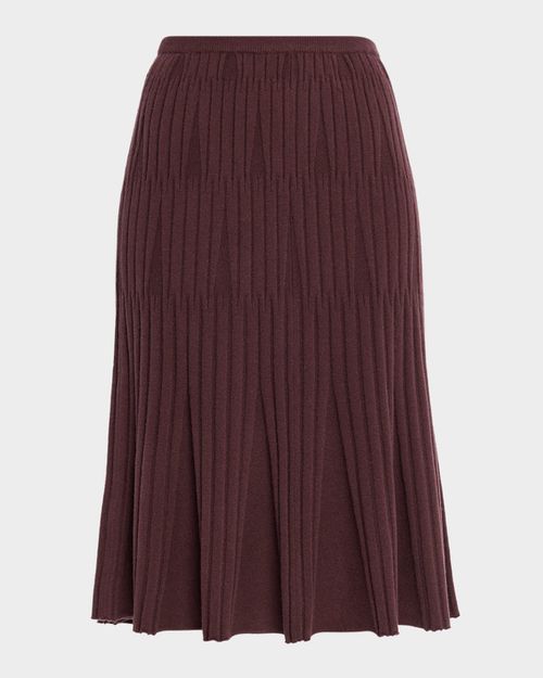 Cashmere Variegated Rib Midi Skirt