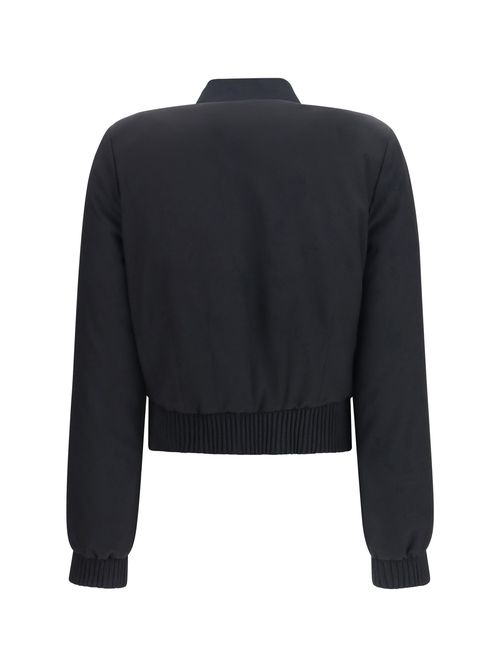 Buttoned Structured Bomber Bomber Jacket — Black
