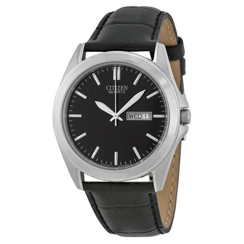 Black Dial Black Leather Mens Watch BF0580