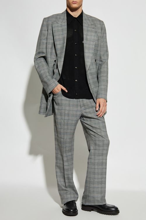 Plaid Patterned Trousers, Men's, Grey