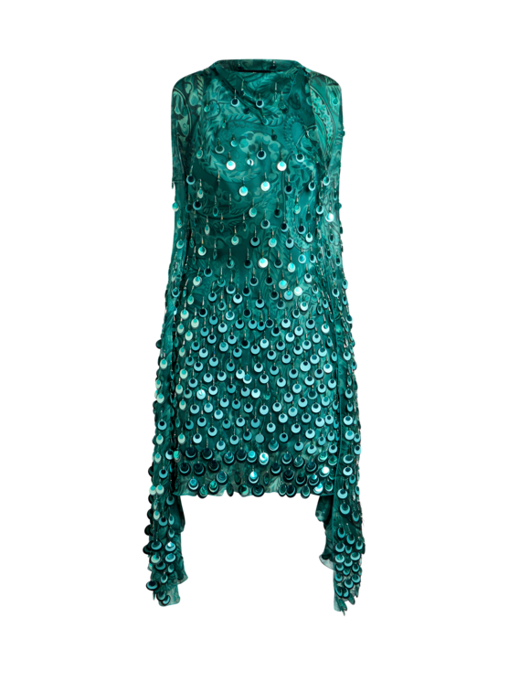 Silk Mini Dress With Sequin Embroidery