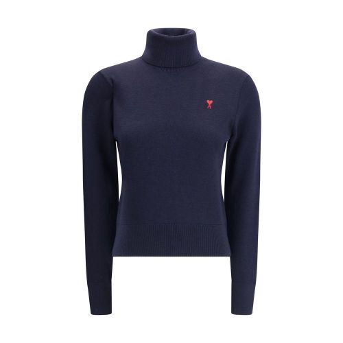 Merino Wool Turtleneck Sweater — Navy