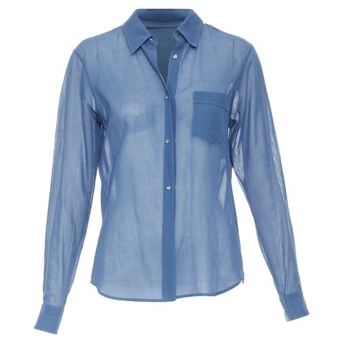 2011 Raf Simons blue cotton sheer patch pocket shirt FR36 S