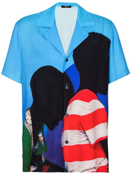 Prince Gyasi-print twill pyjama shirt - Blue