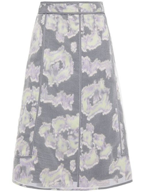 Abstract Daisy a-line skirt - White