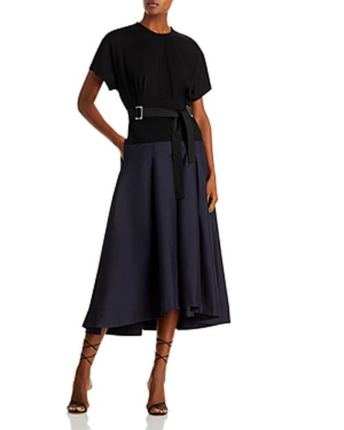 Mixed Media Belted Dress