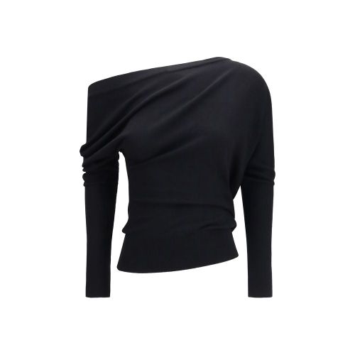 Asymmetric Merino Wool Sweater — Black
