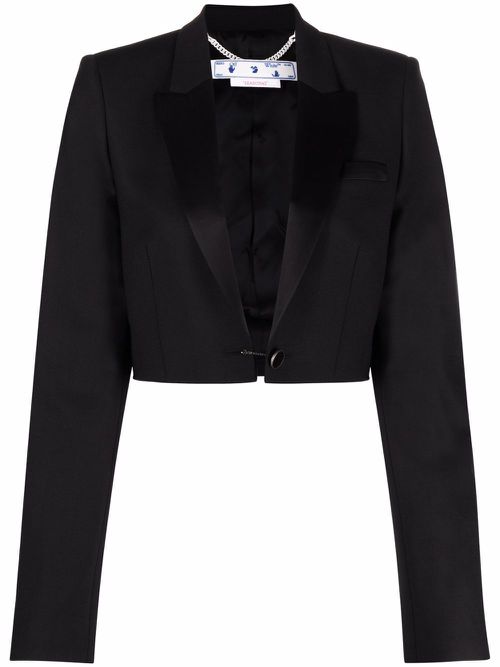 Cropped tuxedo blazer - Black