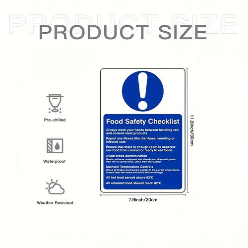 TEMU 2d Flat, 2d Flat Iron Painting Mmmm Food Safety Checklist Catering Information Sign, 2d Flat, Room Decor