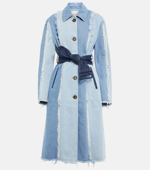 Belted denim coat