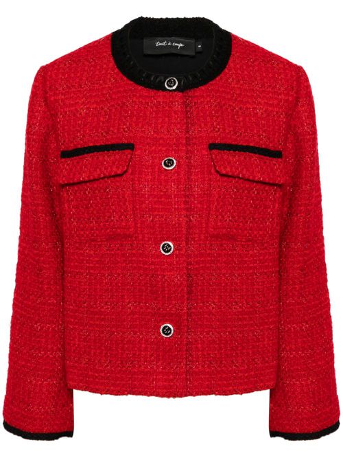 Contrast-trim tweed jacket - Red