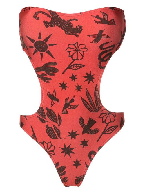 Taylor cut-out printed swimsuit - Brown