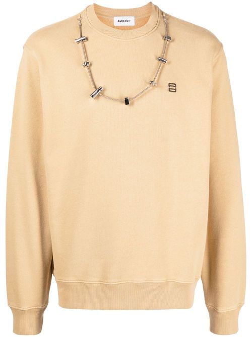 Stopper-detail cotton sweatshirt - Brown
