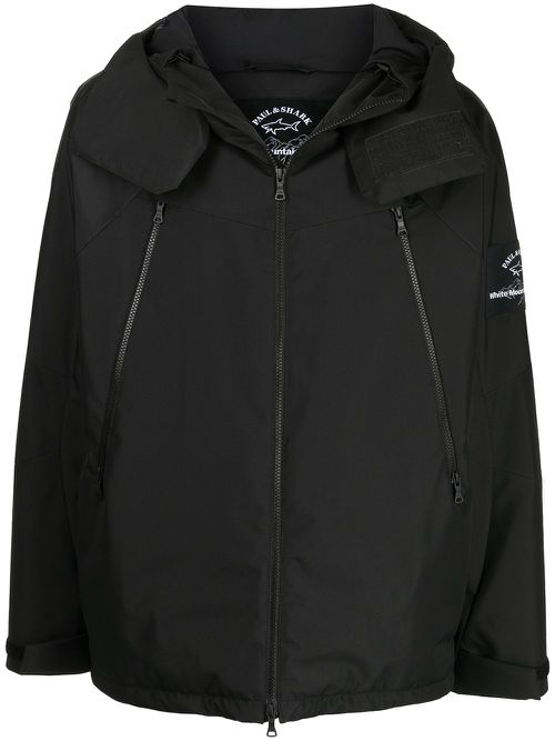 Logo-patch hooded jacket - Black