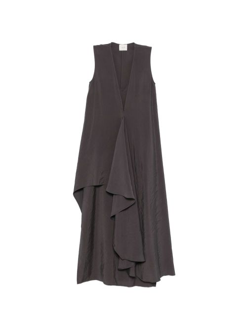 V-neck sleeveless ruffle detail Long dress
