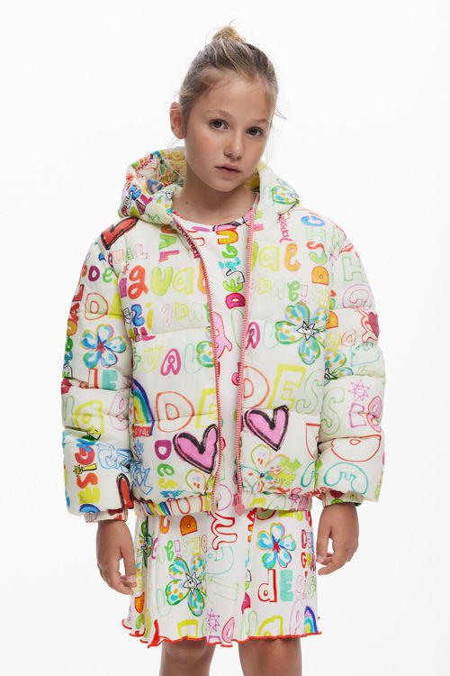 Padded jacket with lettering