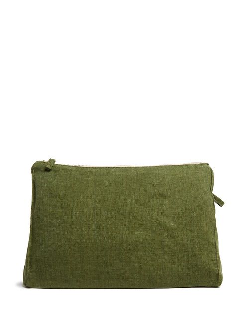 Zip-up linen pouch - Green