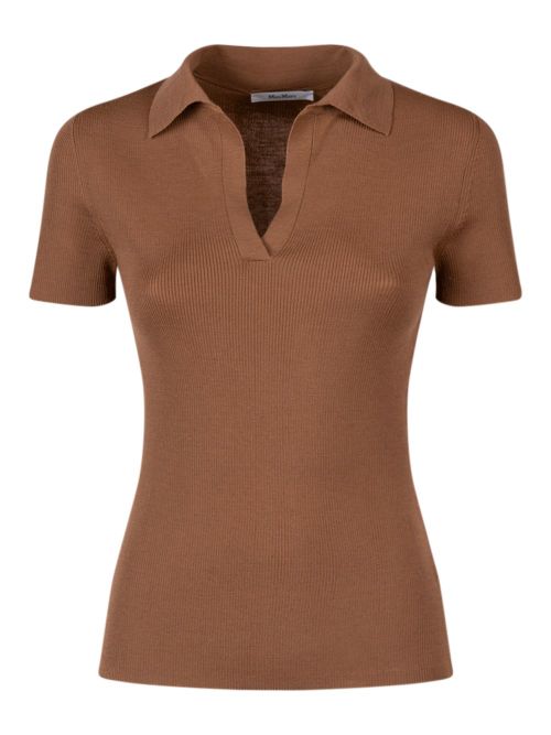 Rib-Knit Wool Polo Shirt